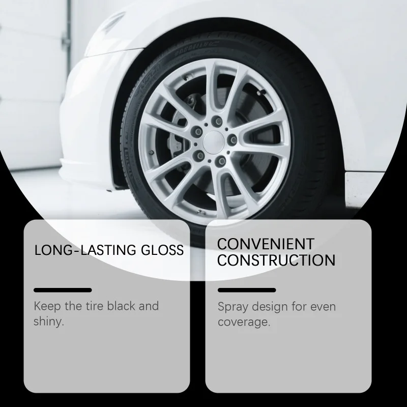 Tire Shine Spray High - Gloss Wet Look Long - Lasting Protection Anti - Fading and Cracking