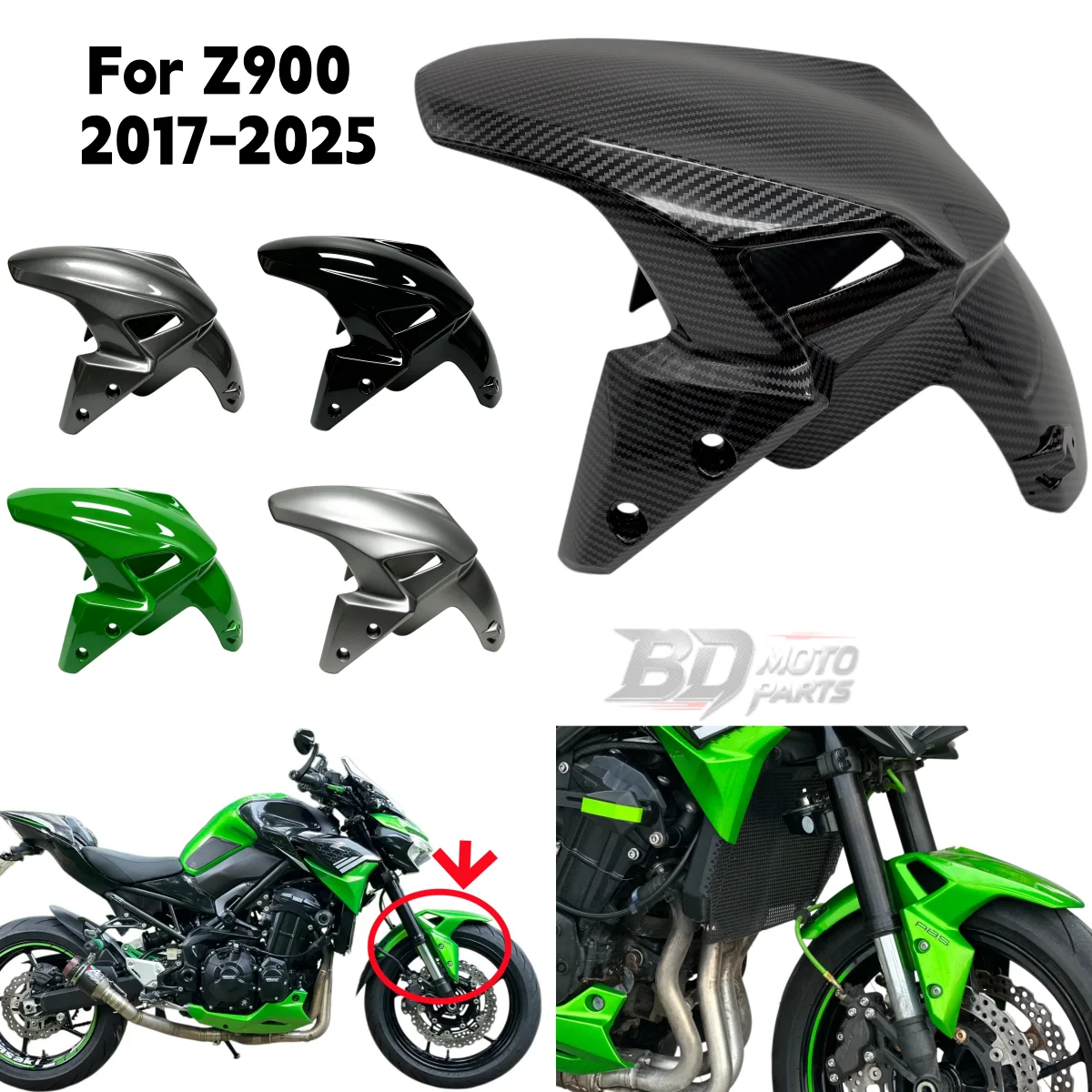 Fit For Kawasaki Z900 2017 2018 2019 2020 2021 2022 2023 2024 2025 Front Fender Mudguard Fairing Tire Wheel Splash Guard Kit