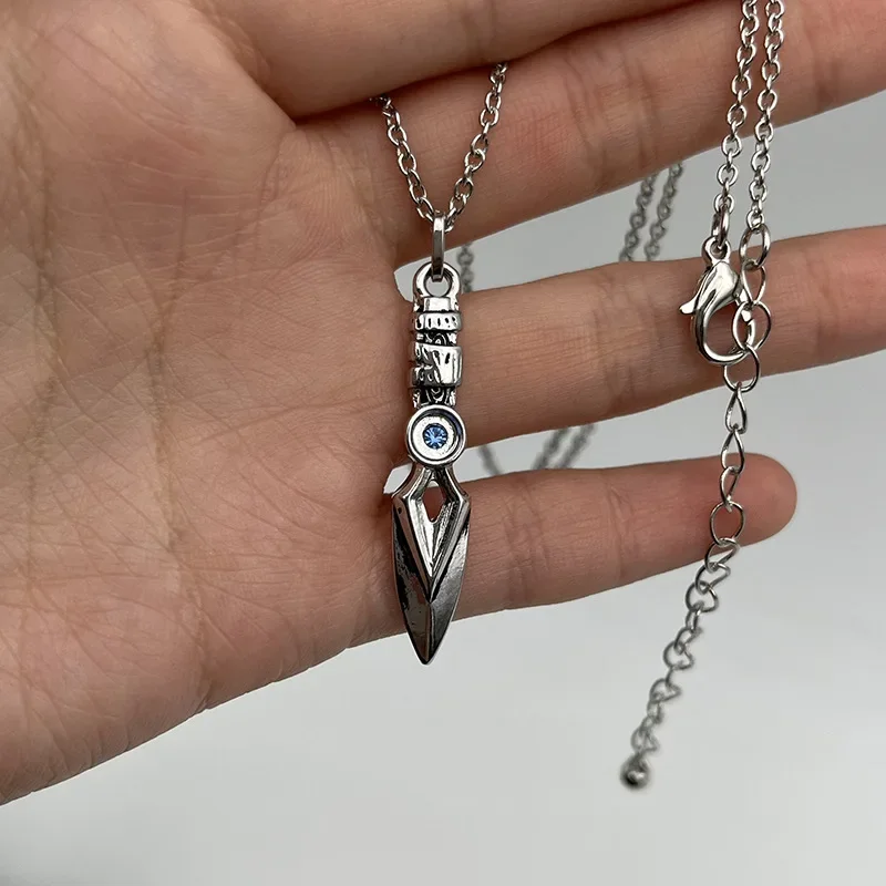 Valorant Jett Weapon Model Pendant Necklace for Men Women Storm Blade Knife Mini Stone Chain Necklace Fans Cosplay Jewelry Gifts