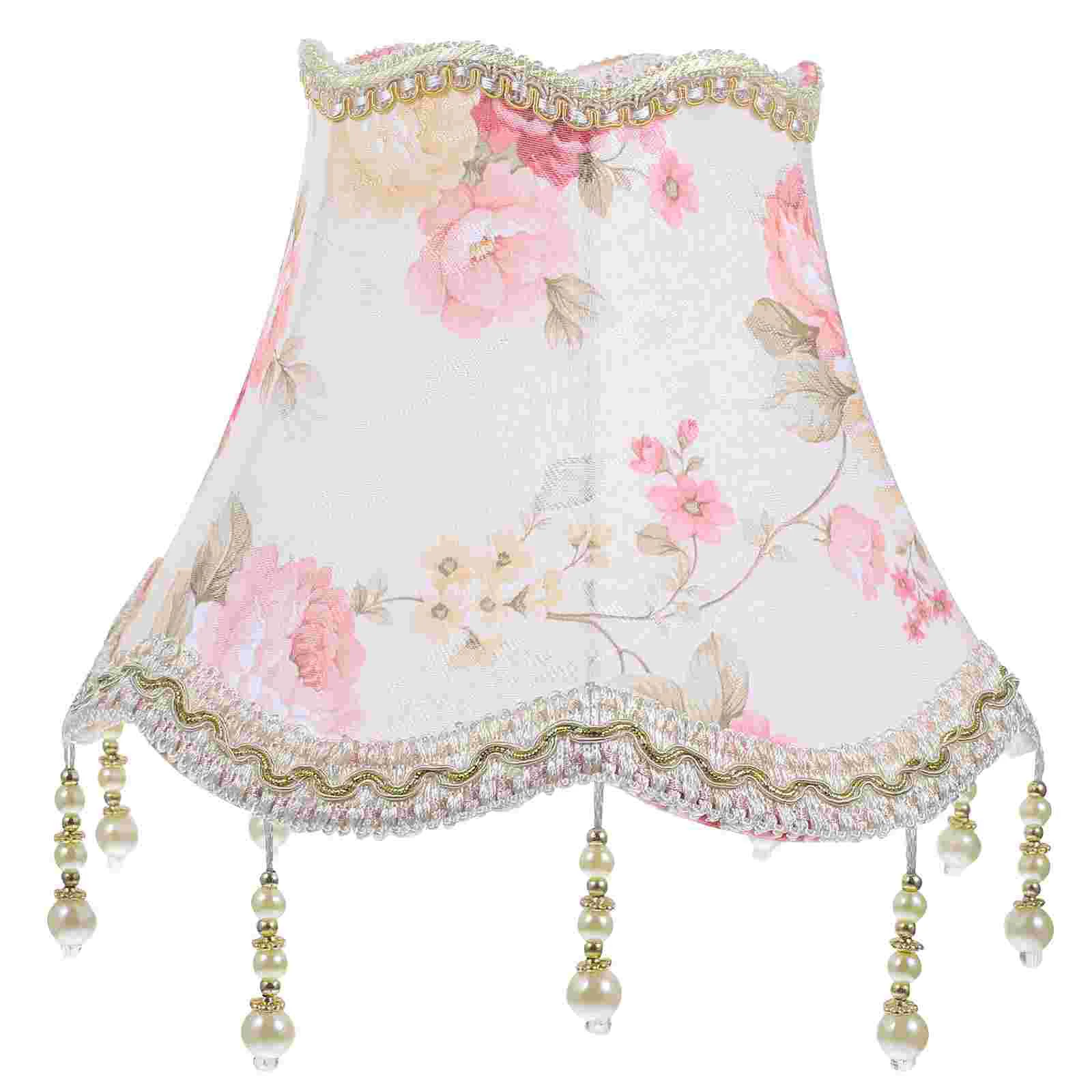 

Holders Lamp Shades Pink Wall for Table Lamps Victorian Cloth Retro Lampshade Fringe Room Decor