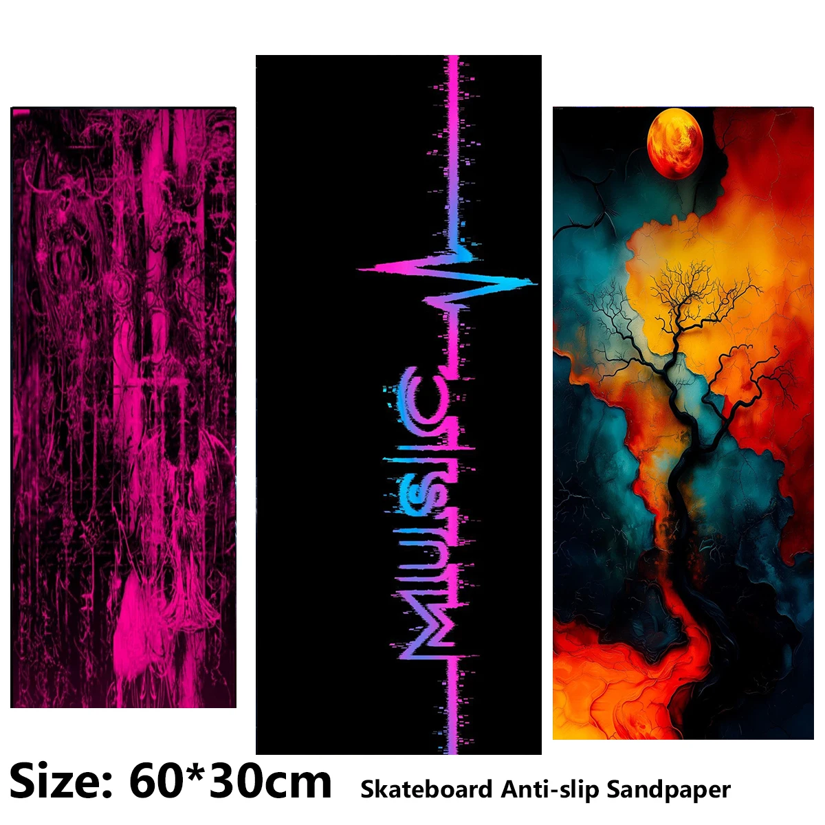 Electric Scooter Anti-slip Sticker Sandpaper Skateboard GripTape Sheet 60*30cm Musical Symbol Graffiti Pattern