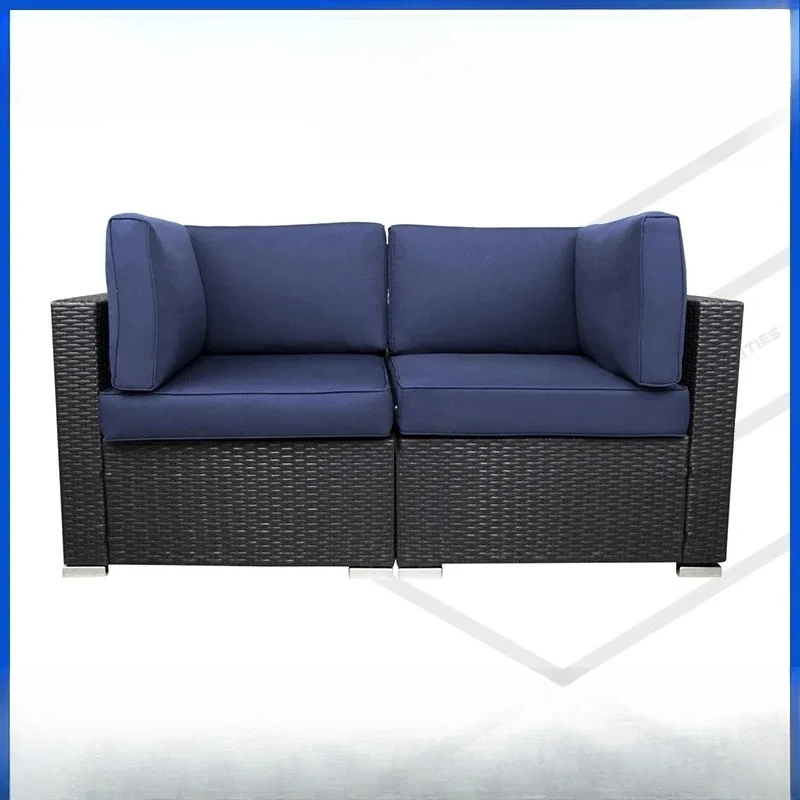 

Outdoor Rattan Corner Sofa Set - All-Weather Wicker Loveseats for Patios, Low Back Furniture for Conversations