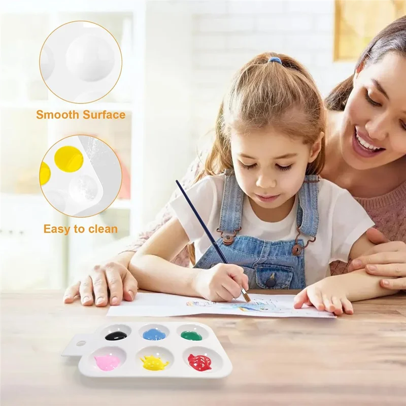 

Classic-Paint Tray White Plastic Paint Tray With Hanging Holes 6 Rectangular Watercolor Palettes DIY Crafts