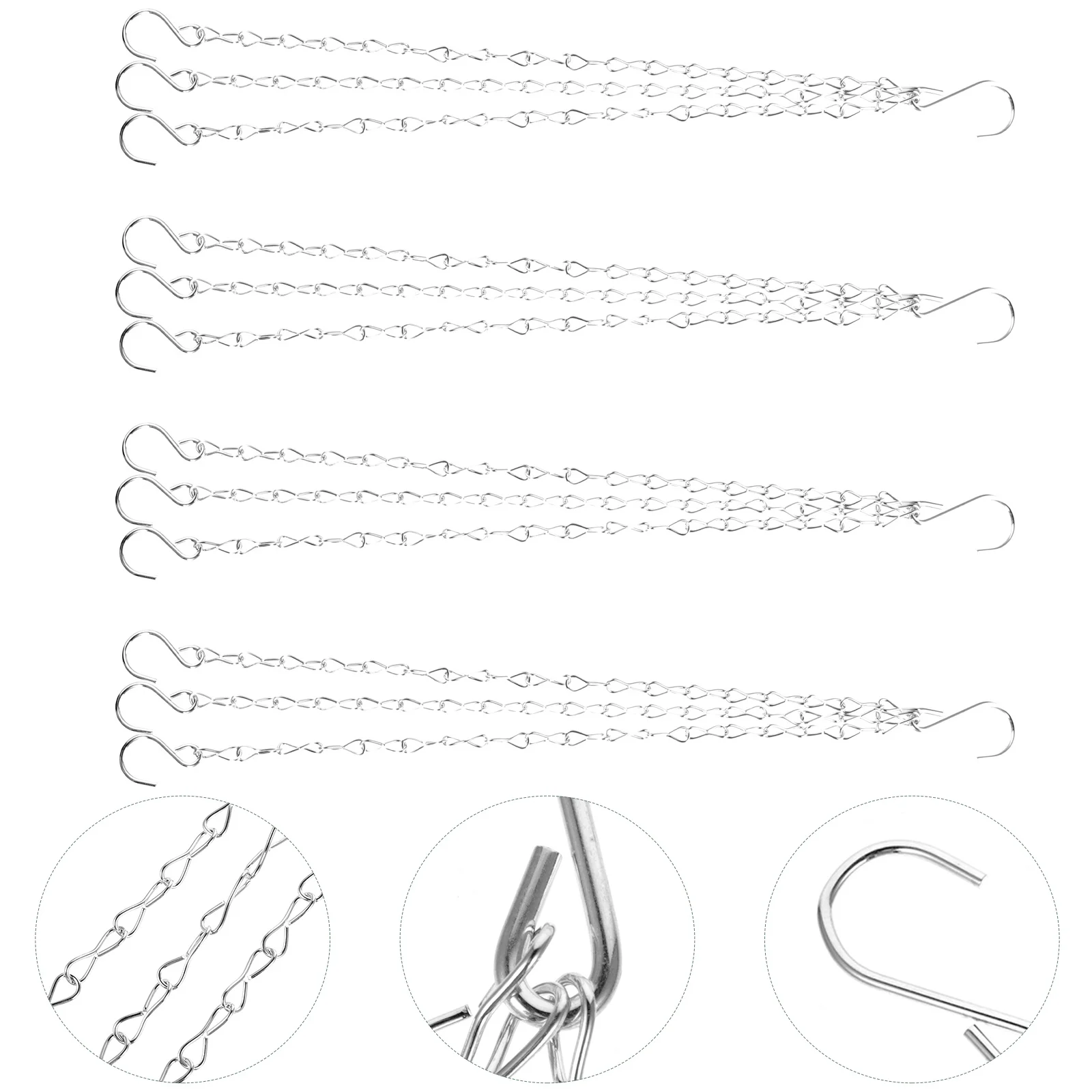 

4 Pcs Hanging Basket Chains 1.4MM White Zinc Iron Plant Pot Chain 40cm S Hook Sturdy Durable Garden Decoration