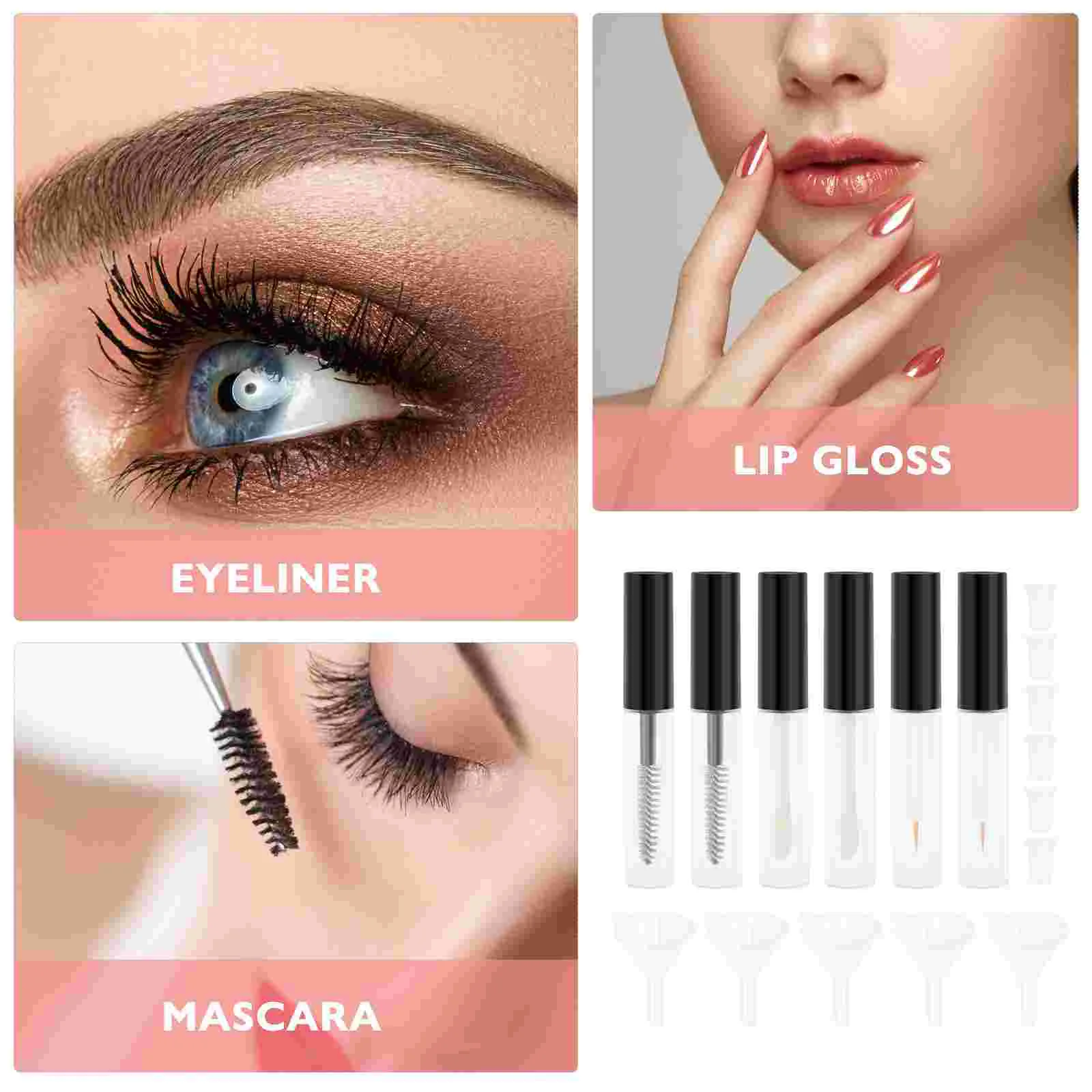 Lipgloss Tube Tubes Clear Mascara für Wimpern Volumen Kunststoff Cremebehälter Flasche Augenbrauenpinsel