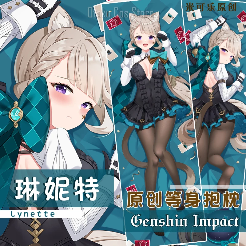 

Game Anime Genshin Impact Lynette Sexy Dakimakura Hing Body Case Japanese Pillow Cushion Cover Bedding