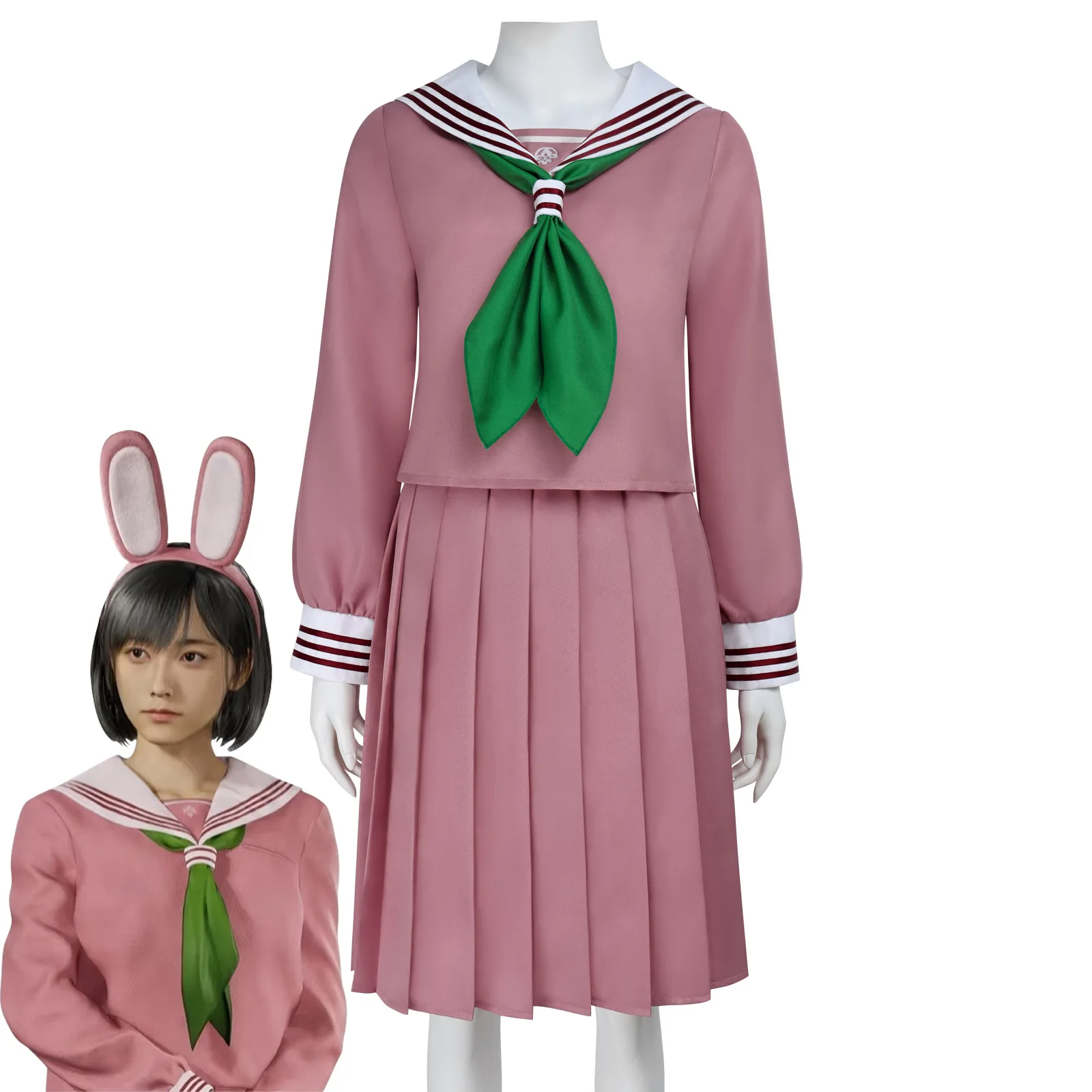 Juego Hinako Shimizu disfraz de Cosplay silencioso uniforme escolar JK para mujer Hill traje de marinero azul marino traje de fiesta de Carnaval de Halloween