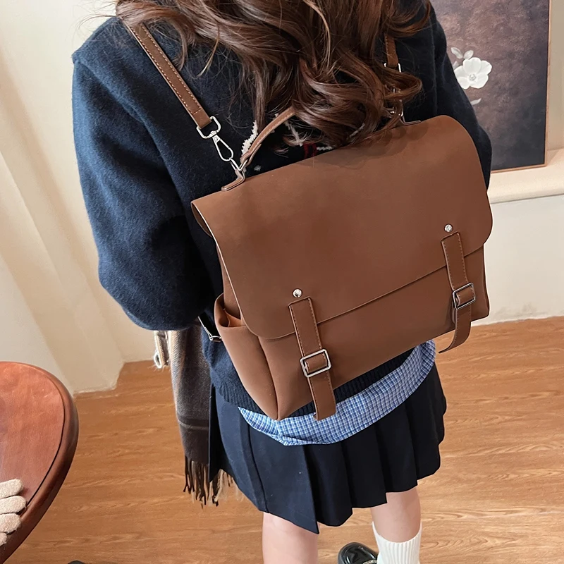 Women Backpack Crossbody Shoulder Bag Handbag Girls School Female Natural Skin Book Laptop Rucksack Messenger Crossbody Bags