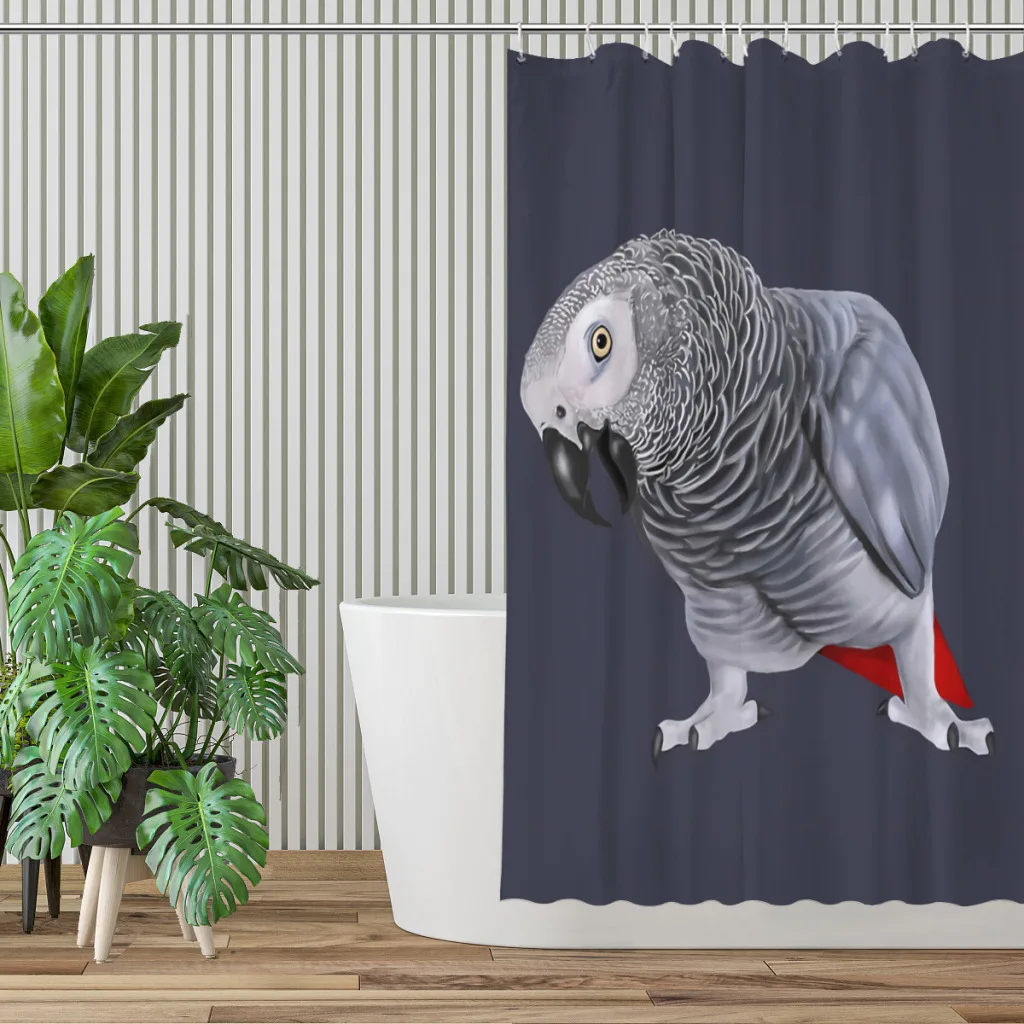 African Grey Parrot Bathroom Shower Curtains  Waterproof Partition Creative Home Decor Bathroom Accessories