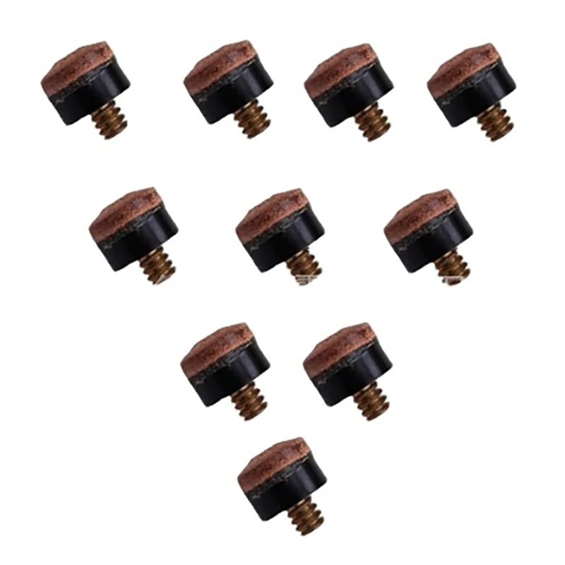 11UE 10Pcs Billiard Pool Cue Tip Billard Screw in Cue Tip Ferrules Repair Tool Hard Leather Pool cue Tip