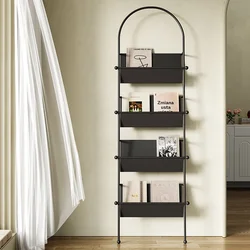 Living Room Iron Art Magazine Rack by The Wall Black Ancient Finish Large Capacity Book Shelf for Office Newspaper Display