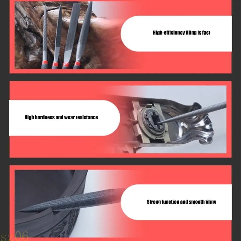 

Q2Q4 4Pcs Metal Needle File Set Mini Hand Metal Needle File Set Hardened Strength Steel Flat Warding Round Flat Square File