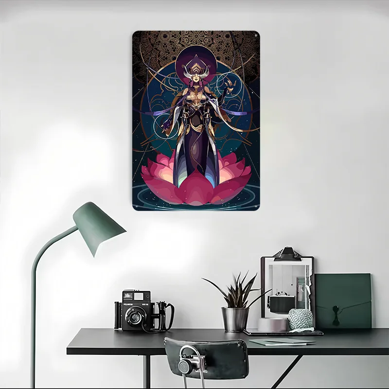 لعبة Warframe مطبوعة ملصق مخصص جدار الفن ريترو خمر معدن القصدير علامات لغرفة نوم الديكور الألعاب مكتب ديكور #4