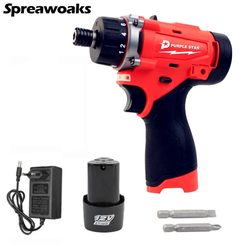 Cordless Screwdriver Electric Drill 12V Power Tools 2 Gears Practical Screw Driver Tool Repairing Kit With Battery And Charger