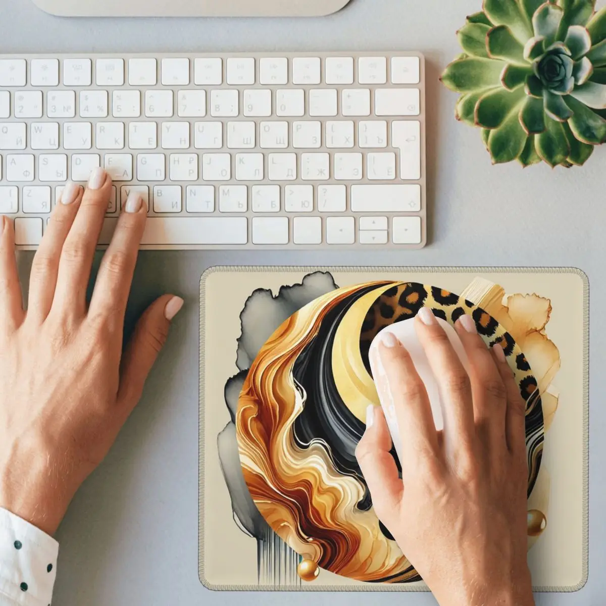 แผ่นรองเมาส์ลายเสือดาวหยินหยาง ดีไซน์หรูหราสีทองลายหินอ่อน แผ่นรองเมาส์สำหรับคอมพิวเตอร์ แผ่นรองคีย์บอร์ด แผ่นรองเมาส์สำหรับเกมเมอร์ แผ่นรองโต๊ะแล็ปท็อป แผ่นรองโต๊ะทำงาน