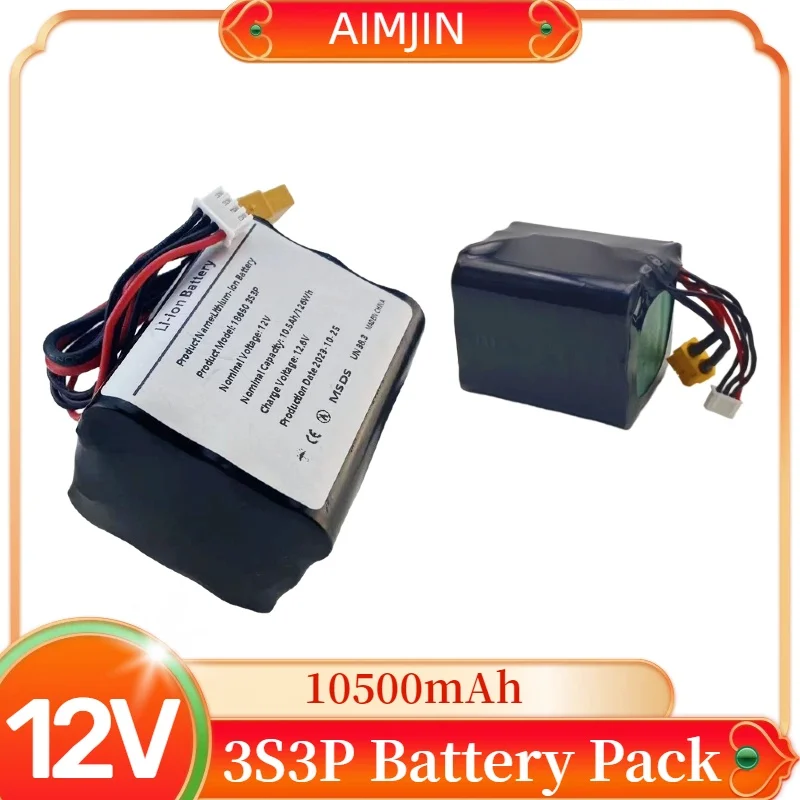 

12.6V Li-ion Battery for Various RC Airplane Quadrotor XH2.54-4P XT60 3S3P 12V 10.5Ah 10Ah High Capacity UAV Rechargeable