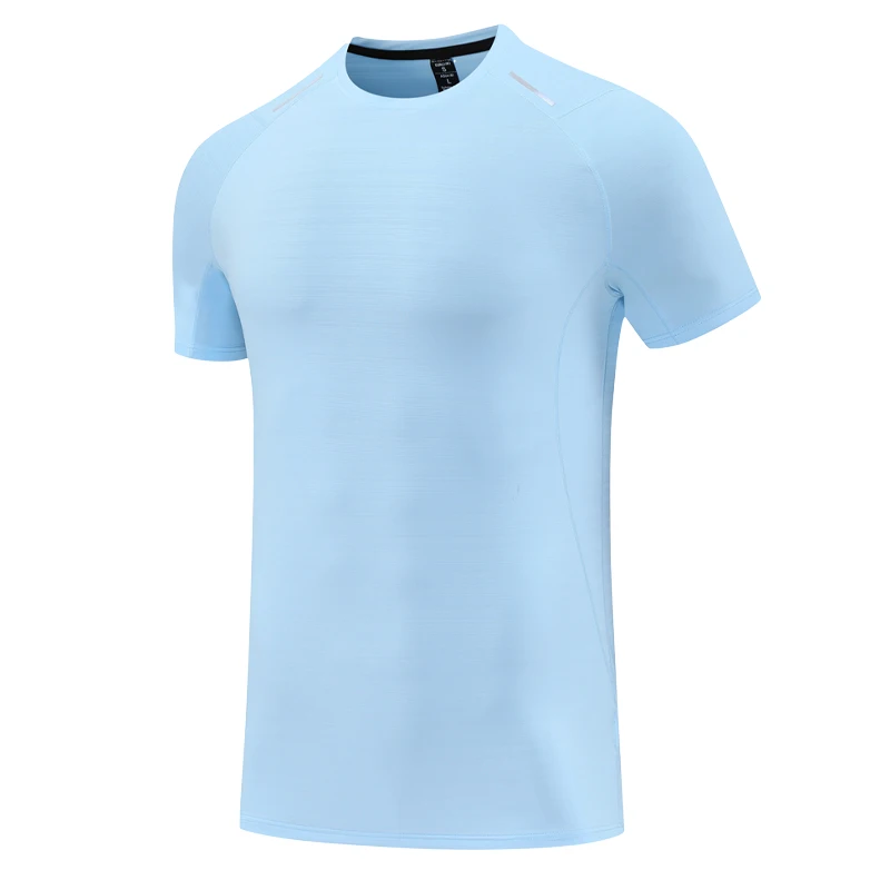 Running Workout Tee Men Training Sports Breathable Quick Drying Casual Short Sleeved Reflective Muscle Joggers Print Shirts