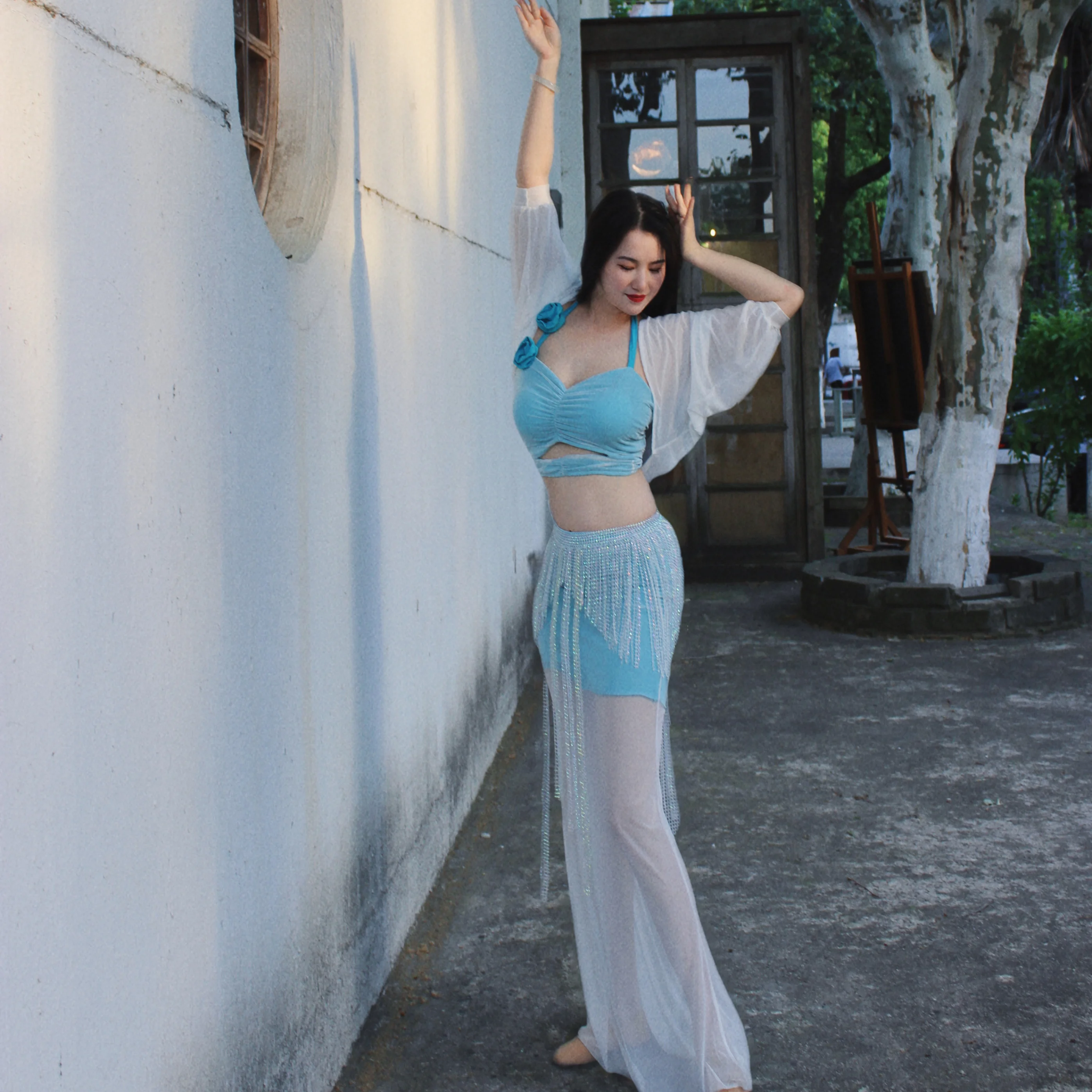 Nieuwe Buikdanskostuum Dames Elegant Geavanceerd Prestatiepak Volwassen Vrouwelijke Oosterse Dans Professionele Oefenkleding