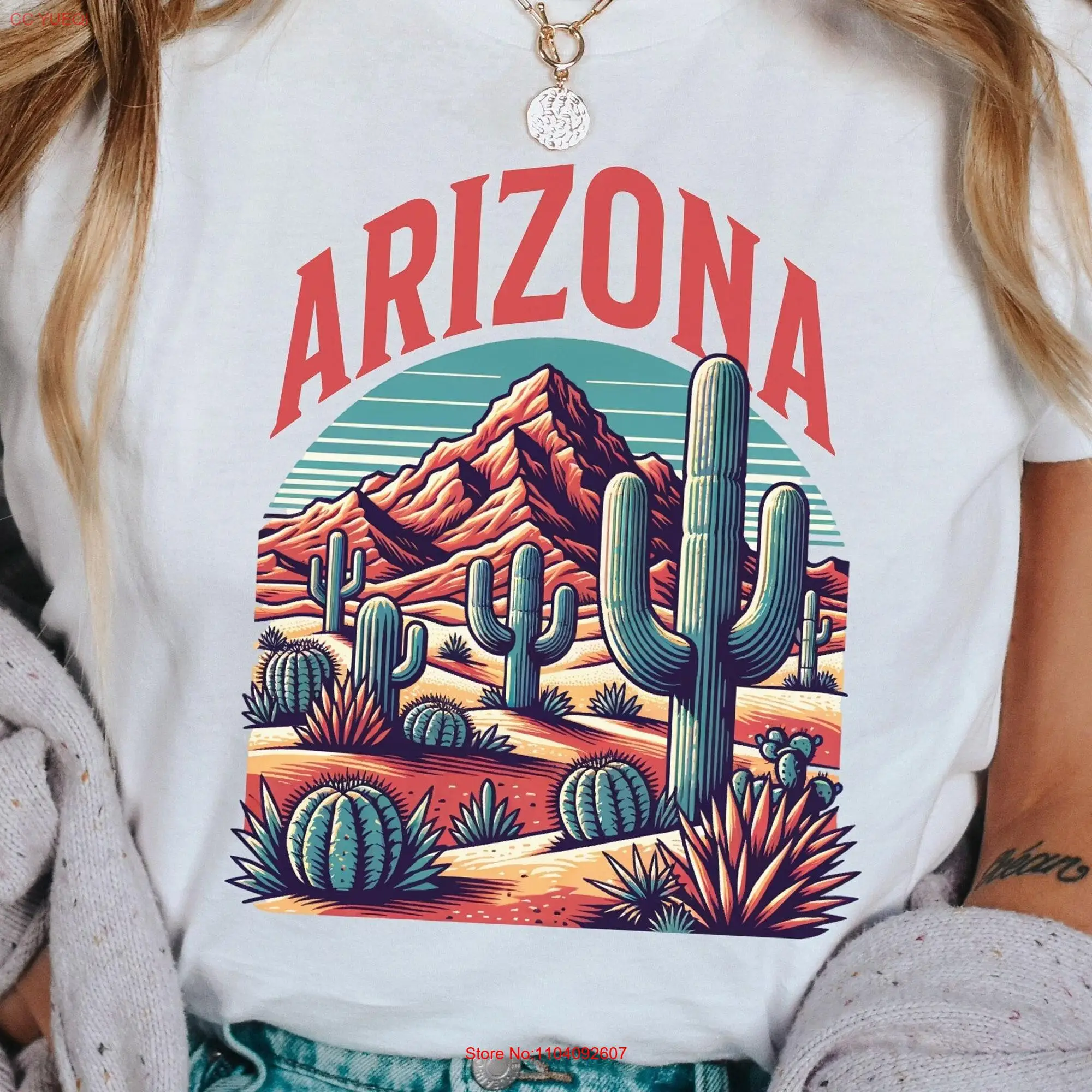 Arizona T Shirt Desert Cactus Phoenix Sedona Scottsdale Souvenir s long or short sleeves