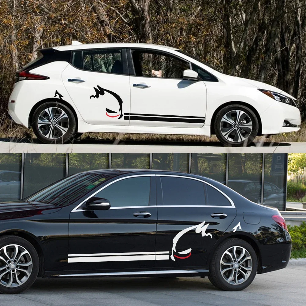 

2pcs Car Funny Stylish Stickers Auto Vinyl Film Side Skirt Decals DIY Racing Sports Graphics Ornament Car Tuning Accessories