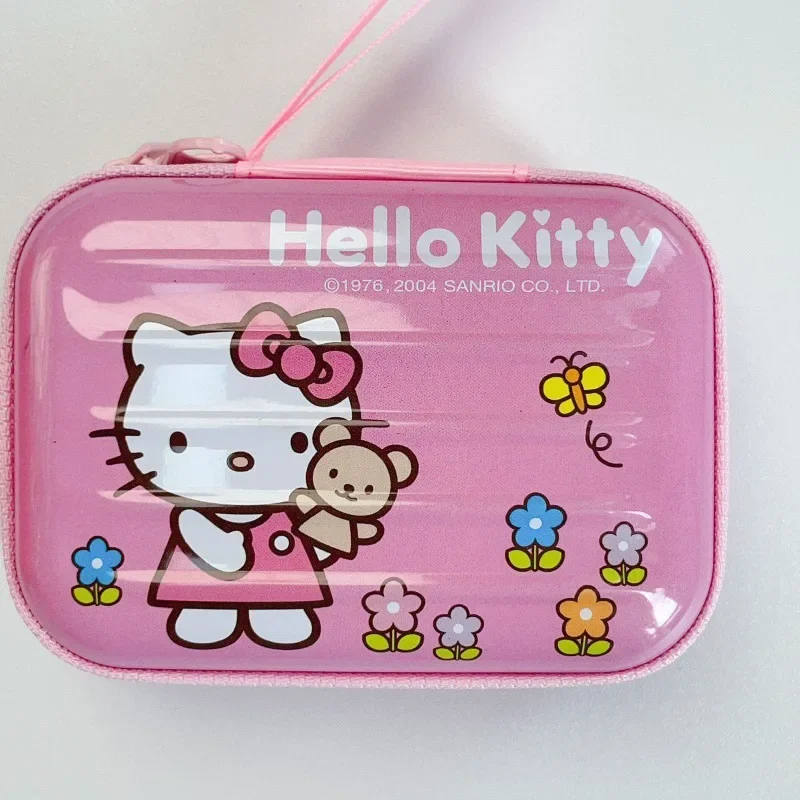 Hello Kitty Data Cable Charger Storage Bag Sanrio Creative Anime Kawaii Portable Zipper Square Jewelry Storage Protection Boxs