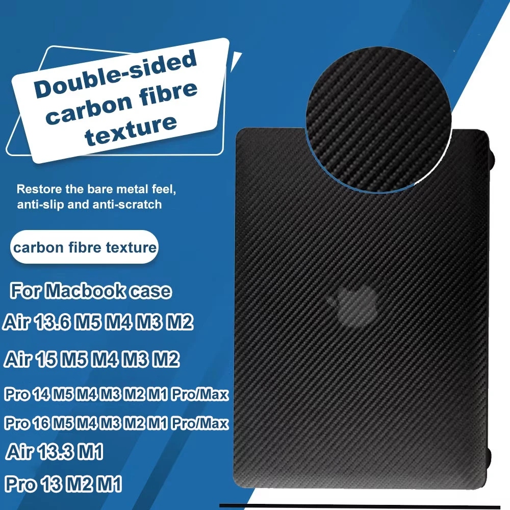 Laptop Case For Macbook Pro 14/16 Pro/Max  M5 2026 Case For Macbook Air 13.6 M5 M4 M3 M2 2026 2022 Case Carbon Fiber Protective