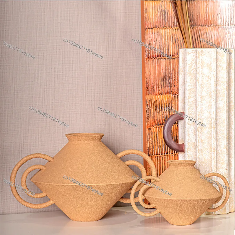 Creative binaural shape vase dried flower device, wabi sandy wind modern simple Nordic study  ornament