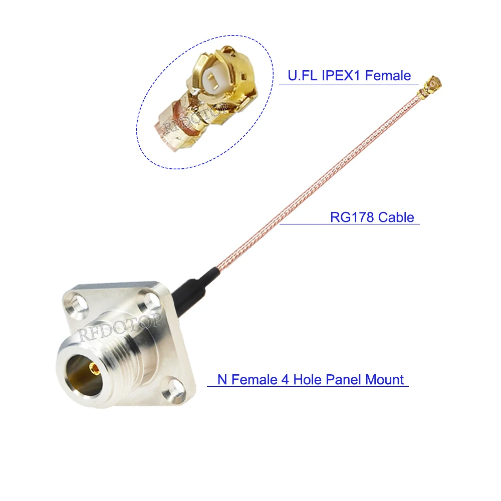 10CM-50CM U.FL  1 Female to N Female Connector RG-178 RF Coaxial Cable for Mini PCI WIFI WLAN Antenna Extension Jumper