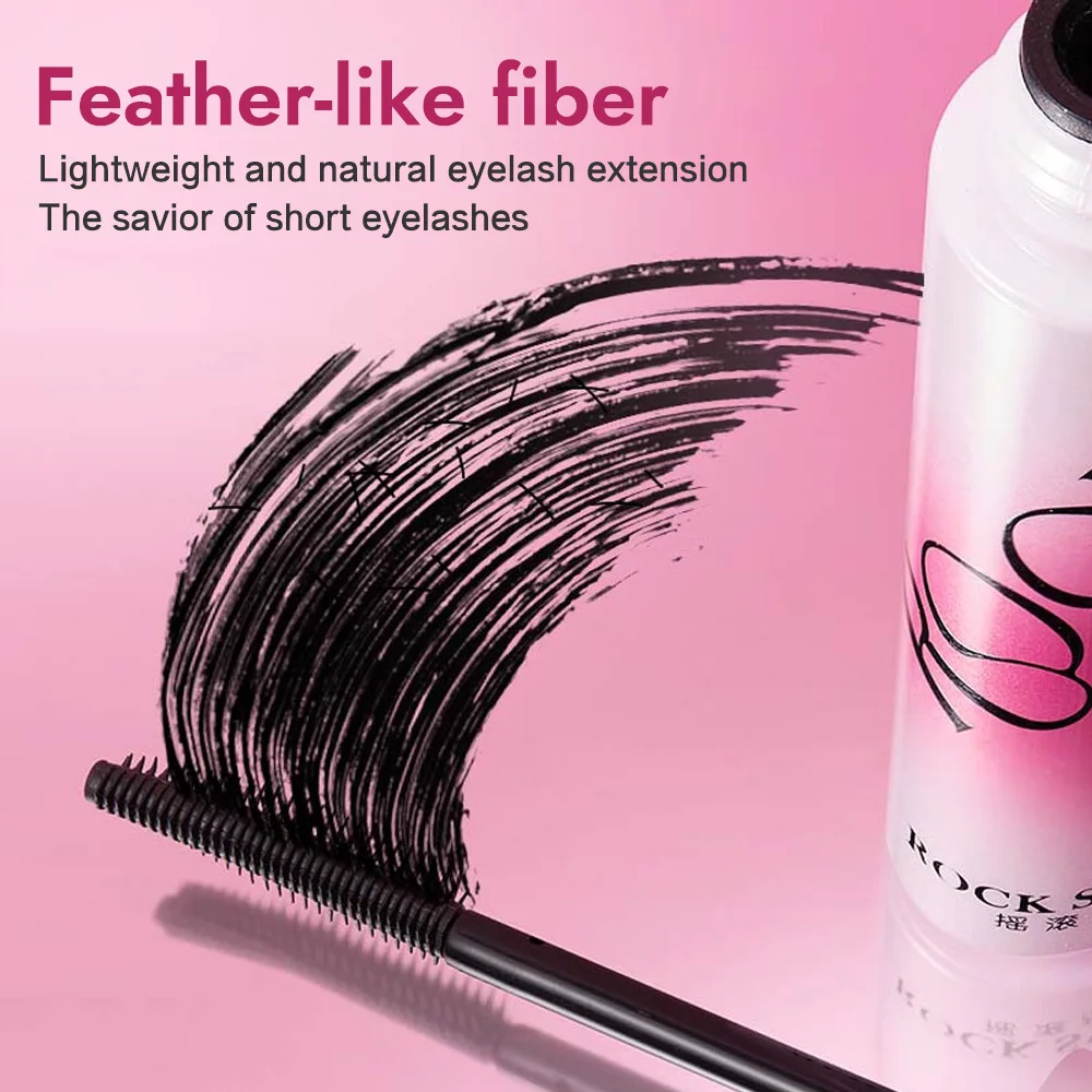 ROCK SWEET Silk Fiber Lighteight Mascara Volumizing & Lengthening Fast Dry Long Lasting Curling Waterproof Non-smudge Mascara