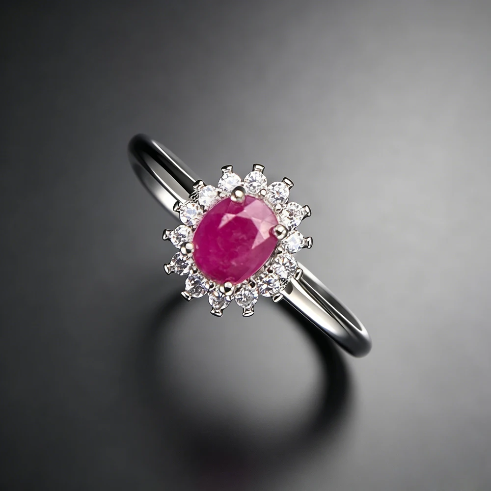 Classic Natural Red Ruby Adjustable Rings Diana Ring Gemstone Oval 4*5mm for Women Party Wedding Fine Jewelry Gift Daily Wear