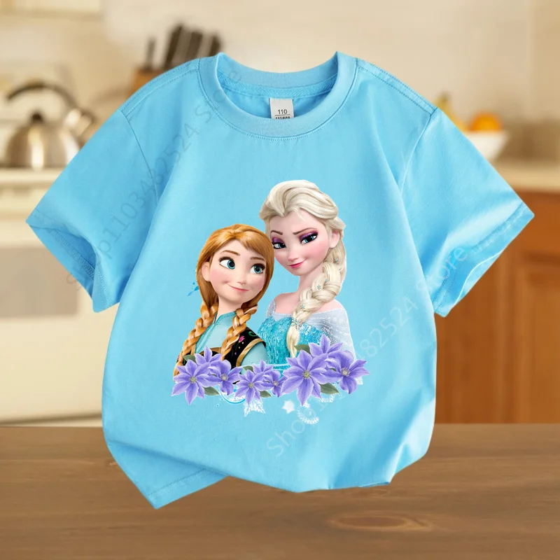 Cute Frozen Child Clothes Kids Summer Fashion Elsa Cotton T-shirt Baby Tee Boys Cartoon Tshirts Toddler Girls Short Sleeve Tops