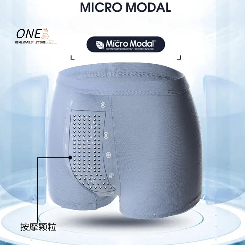 

New Modal Antibacterial Men's Underpants Granular Massage Men's Boxer Shorts Large Size Underpants Sports Underwear