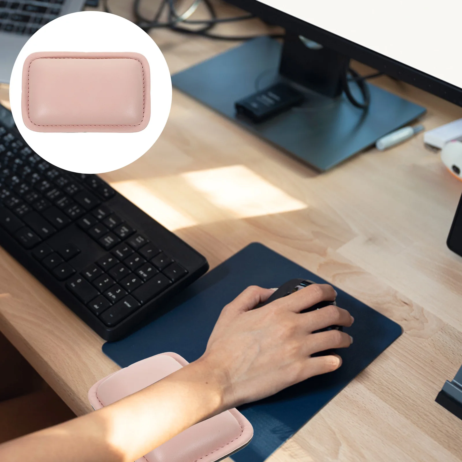 

Подставка для запястий из искусственной кожи для мыши, прямоугольная подушка для рук, нескользящая удобная игровая поддержка запястья для офисного компьютера