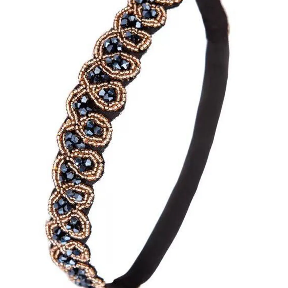 

Набор из 3-х резинок для волос с кристаллами и стразами, винтажные эластичные повязки с бусинами для женщин и девочек, черный, серый, синий