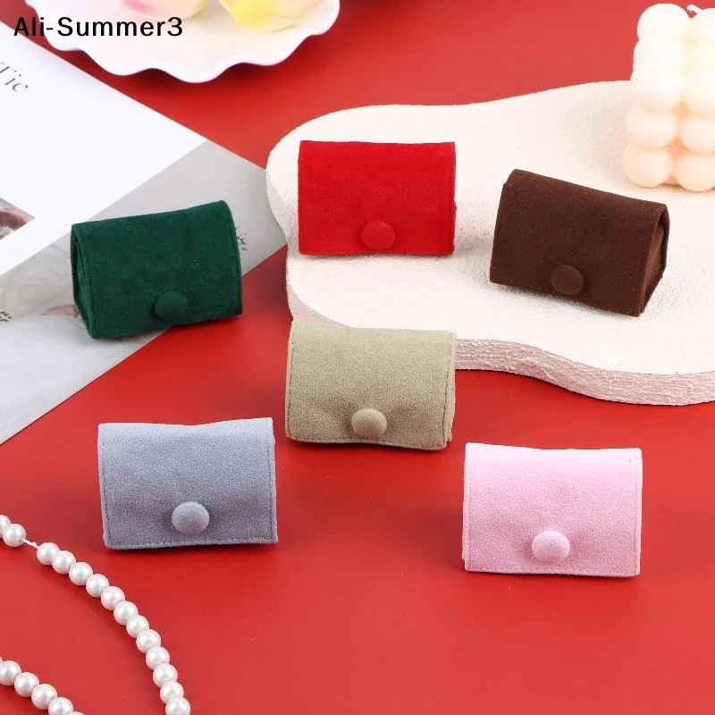 

【SO3】Soft Velvet Jewelry Pouch Mini Portable Ring Bag Jewelry Case Snap Button For Earrings Wedding Party Travel Gift Packaging