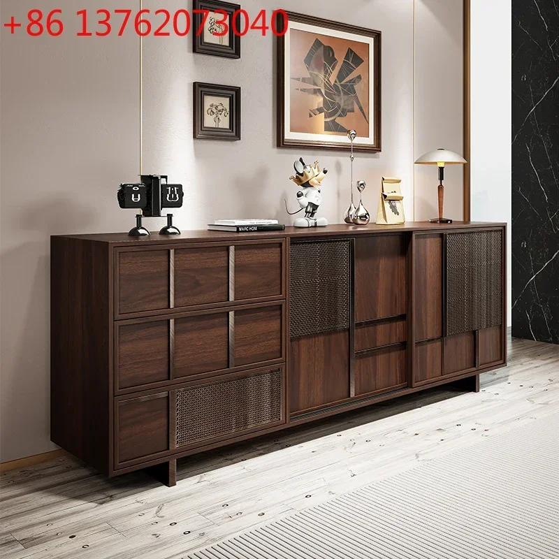

Italian light luxury door cabinet walnut medium and ancient style shoe cabinet