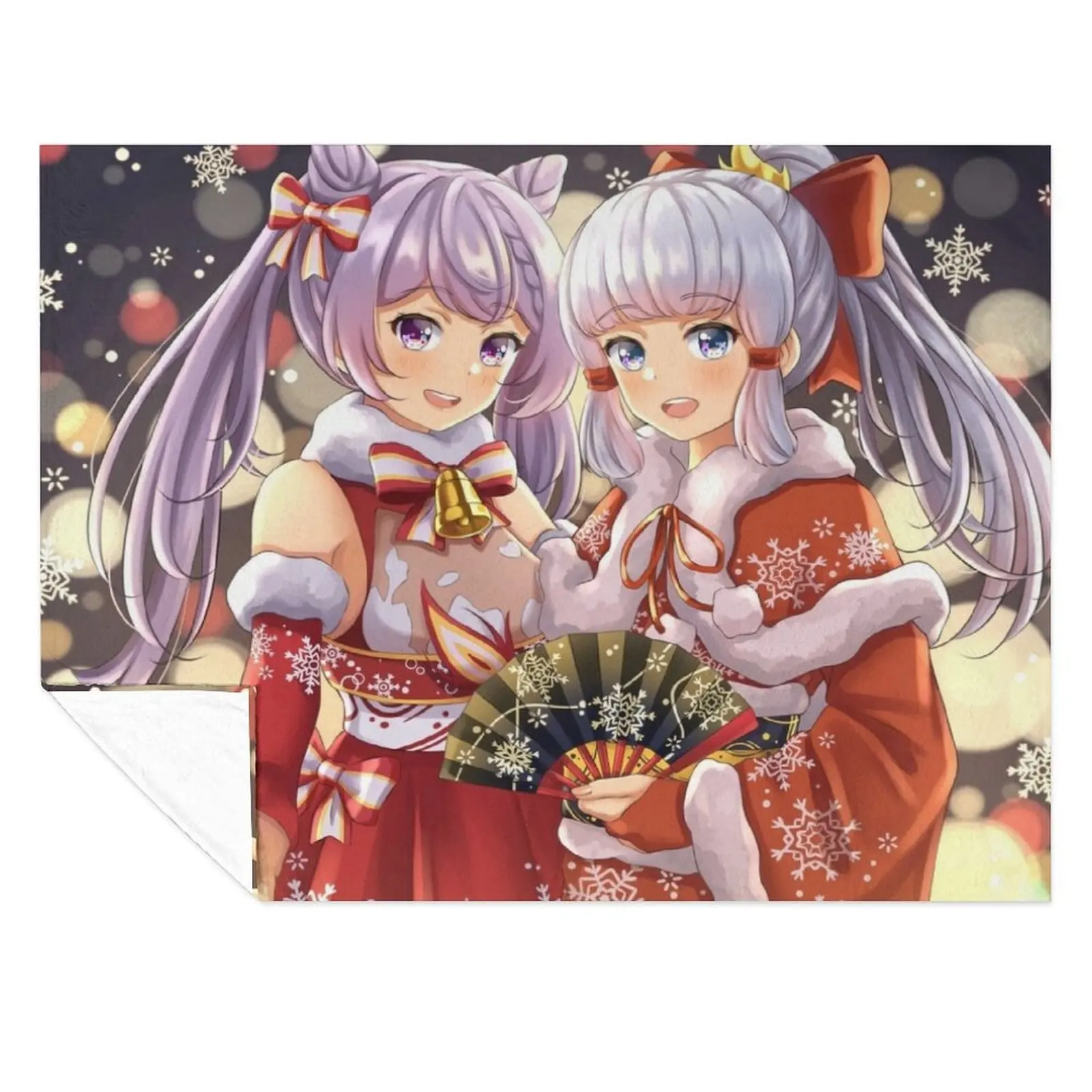 

Ayaka and Keqing Throw Blanket Bed linens Winter beds Beach manga Blankets