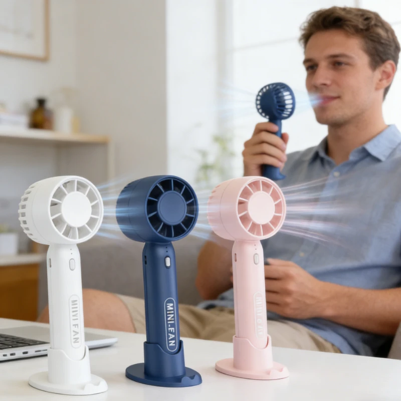 Portable Dual Function Mini Fan Handheld Desktop USB Rechargeable Small Air Cooler Heavy Duty Strong Wind Long Working Battery