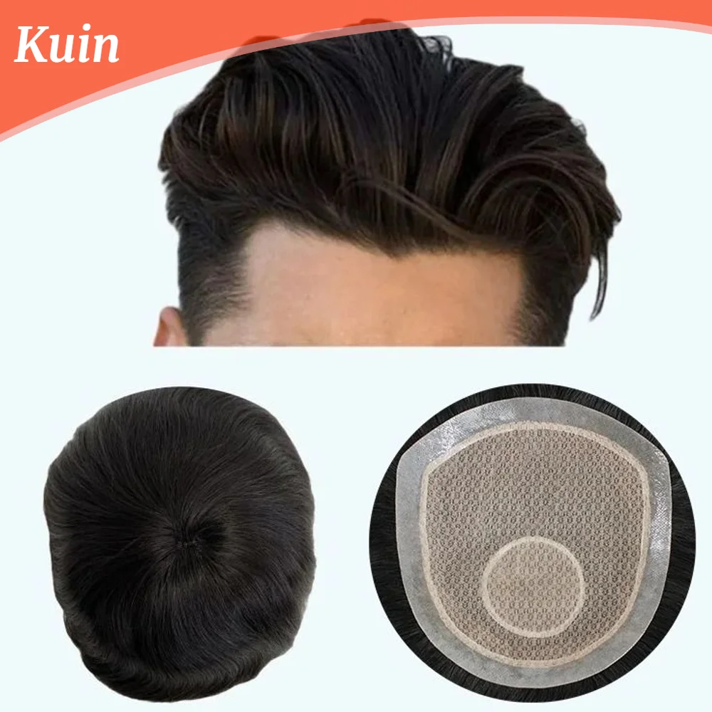 Straight Human Hair Wig Silk PU Base Men Toupee Unit Mens Capillary Prosthesis Natural Male Hair Replacement System Hairpiece