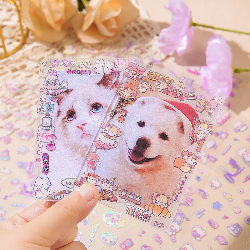 Journamm 6 Sheets Cute Cartoon Stickers PET Waterproofr DIY Scrapbooking Collage Stationery Decor Junk Journal Aesthetic Sticker