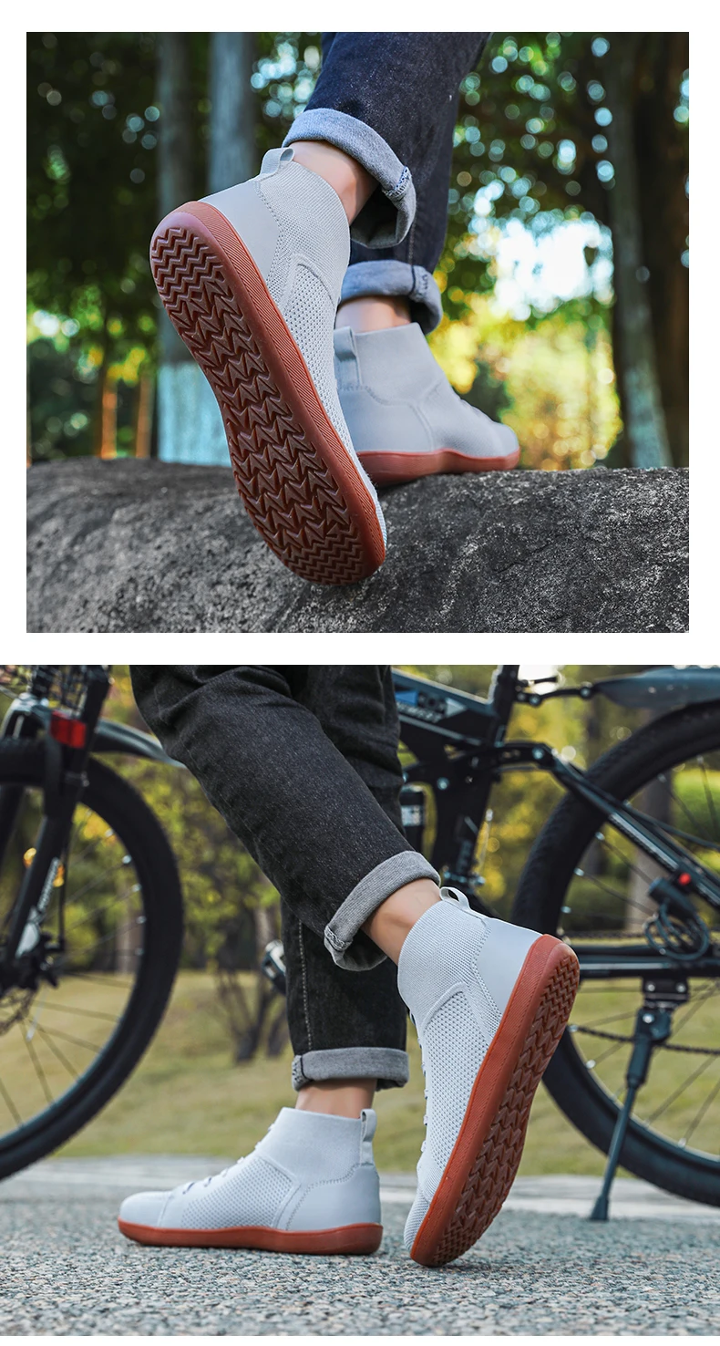 Mid-Top-Barfußschuhe für Männer und Frauen, breiter Zehenbereich, minimalistische Sneaker, atmungsaktiver Strick, Zero Drop, breiter Schnitt, lässige Walkingschuhe – Detail 14