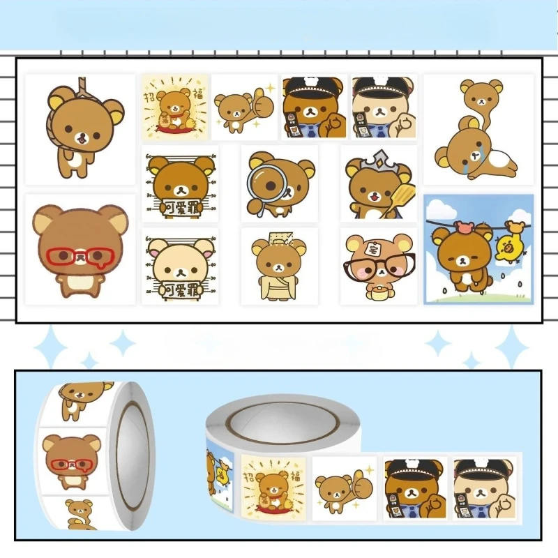 Rilakkuma cartoon avatar curl sticker,high appearance value,cute Ins Rilakkuma small stickers,phone and cup decoration stickers - view 3