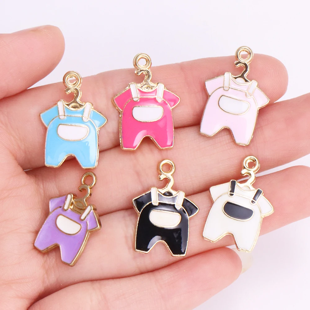 10Pcs Colourful Enamel Baby Clothes Charms for Jewellery Making Cute Children\'s Clothes Pendant Bracelet Earrings Accessories