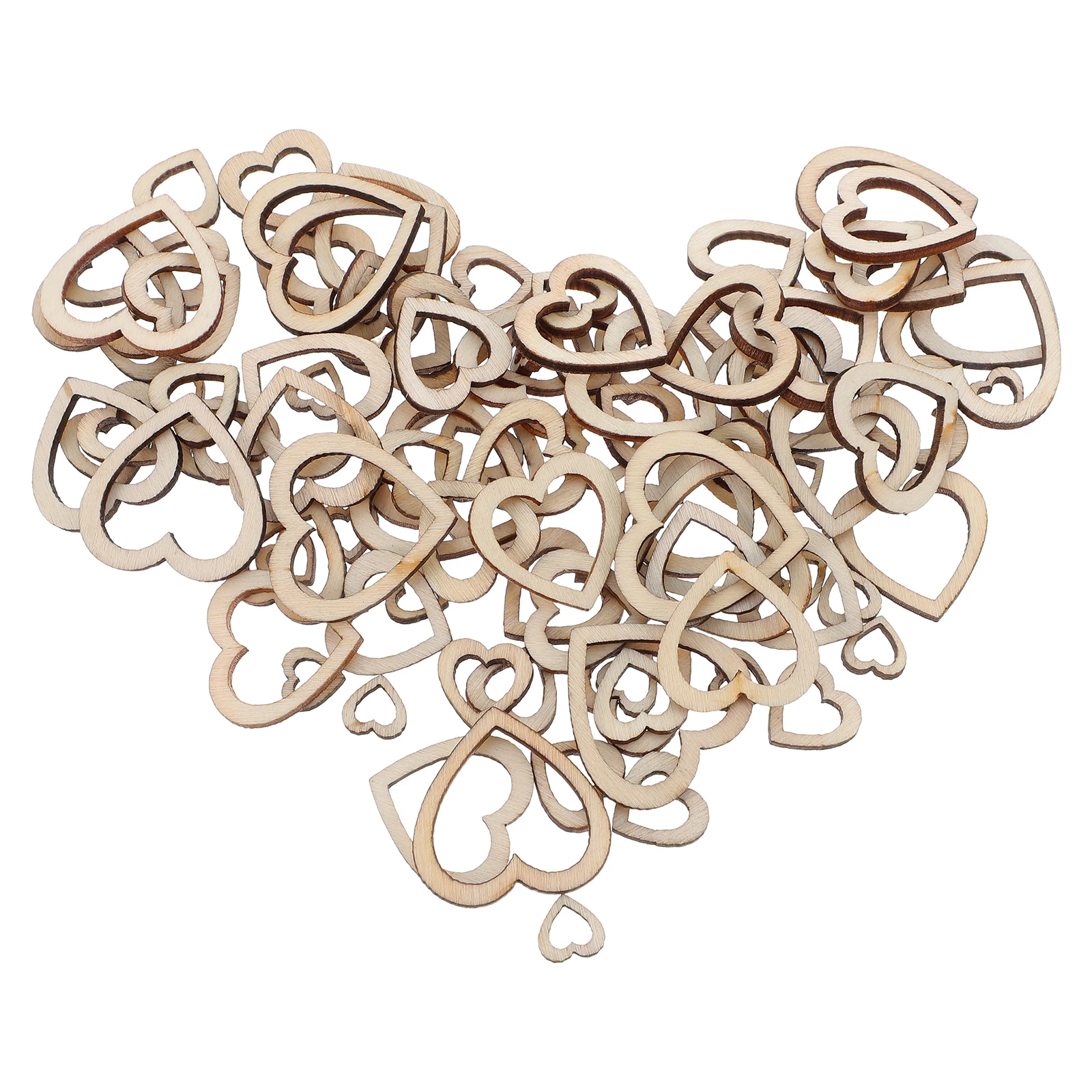 

300pcs Wooden Heart Cutouts Unfinished Natural Wood Heart Shaped Chips Crafts For Wedding Party Diy Scrapbooking Bridal Table