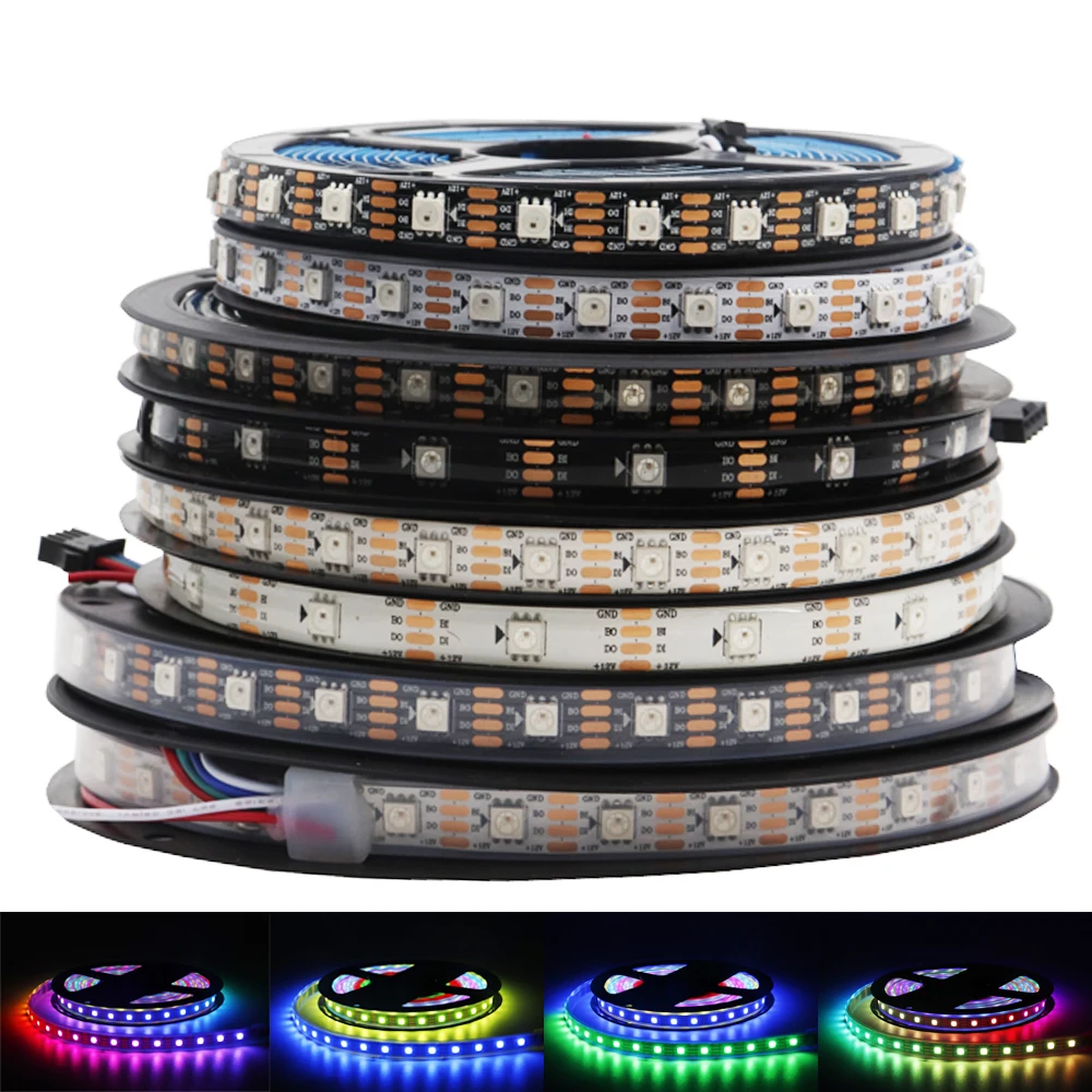 فردي عنونة RGB LED قطاع الخفيفة ، DC12V ، WS2815 ، WS2812B ، WS2813 ، IP30 ، 65 ، 67 ، 30 ، 60LEDs ، م ، 1-5 قطعة ، تحديث