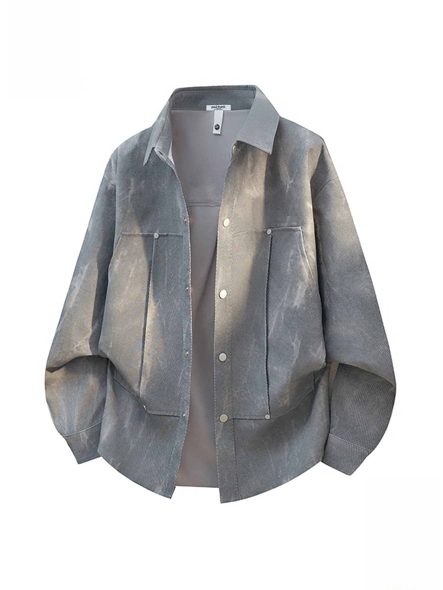 

PaulFrank Retro Long Sve Casual irt Men's Spring New Loose Collar Leisure Polyester Fiber Skin-friendly Breathable