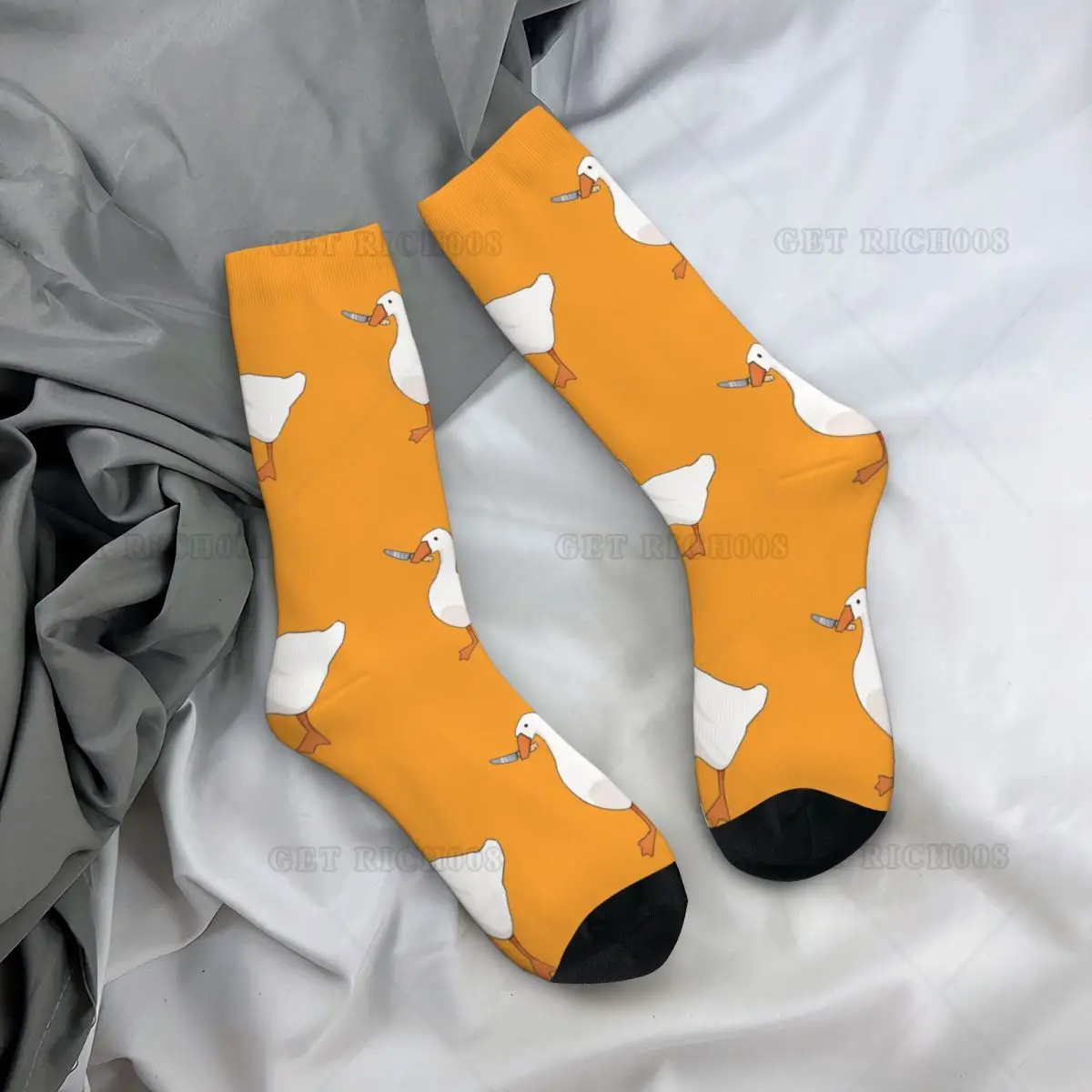 Duck with A Knife Socks Geese Cool Unisex Mid Stockings Large Chemical Fiber Home Quality Socks