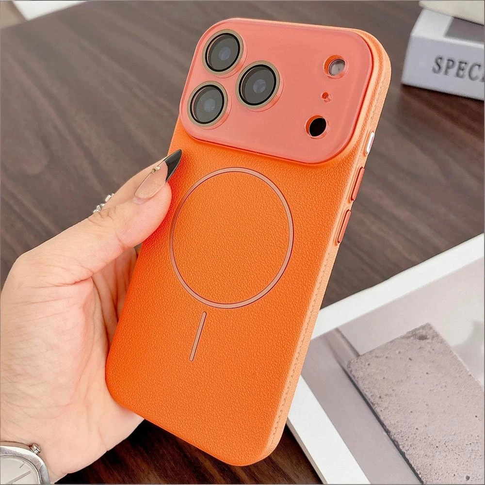 

Magnetic Leather Texture Phone Cases For iPhone 17 16 15 14 13 Pro Max 16Pro 17Pro For Magnetic Camera Lens Protection Cover