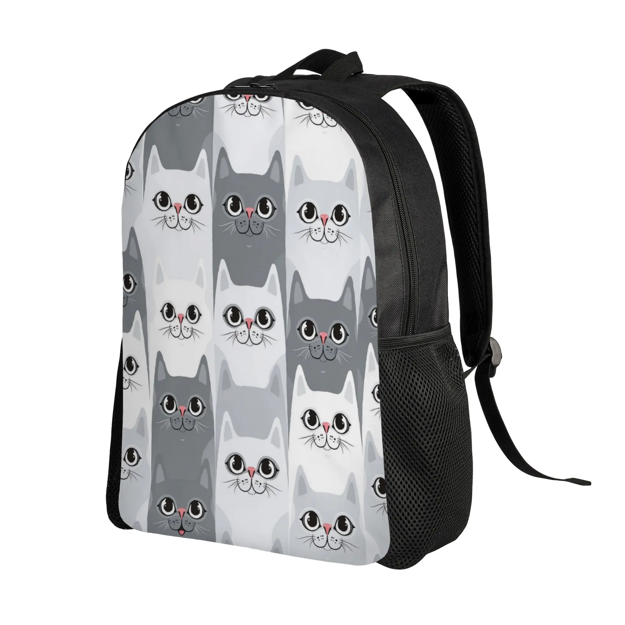 Black Cat Funny Cat Backpack  Female Polyester University Backpacks Big Streetwear School Bags Rucksack