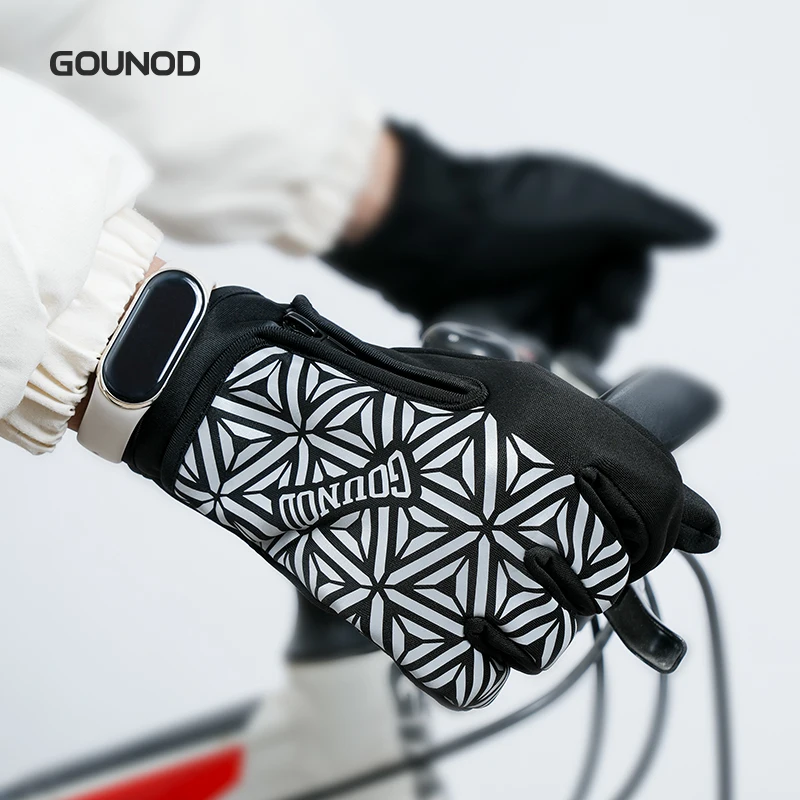 GOUNOD Full Finger Sports Gloves Non Slip Geometric Printed Sturdy Durable Sleek Casual Modern Indoor Gym Fitness Workout Daily
